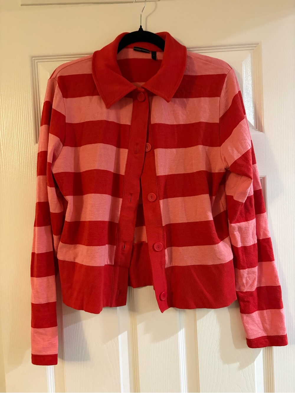 ASOS Women’s Striped Button-Front Jacket in Red & Pink